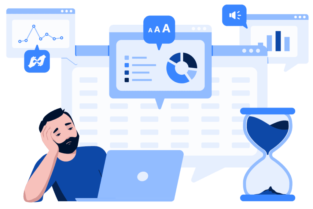 Dashboard showing automated accessibility test results with screen reader validation